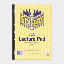 Spirax A4 Lecture pad